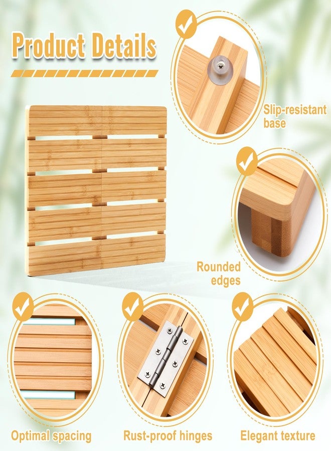 goodleben Foldable Bamboo Bath Mat for Shower, 19.68" x 14.17" in Non-Slip Wood Bathroom Rug, Quick-Dry Waterproof Carpet for Indoor Outdoor Use by Sink, Tub, Pool - Image 5