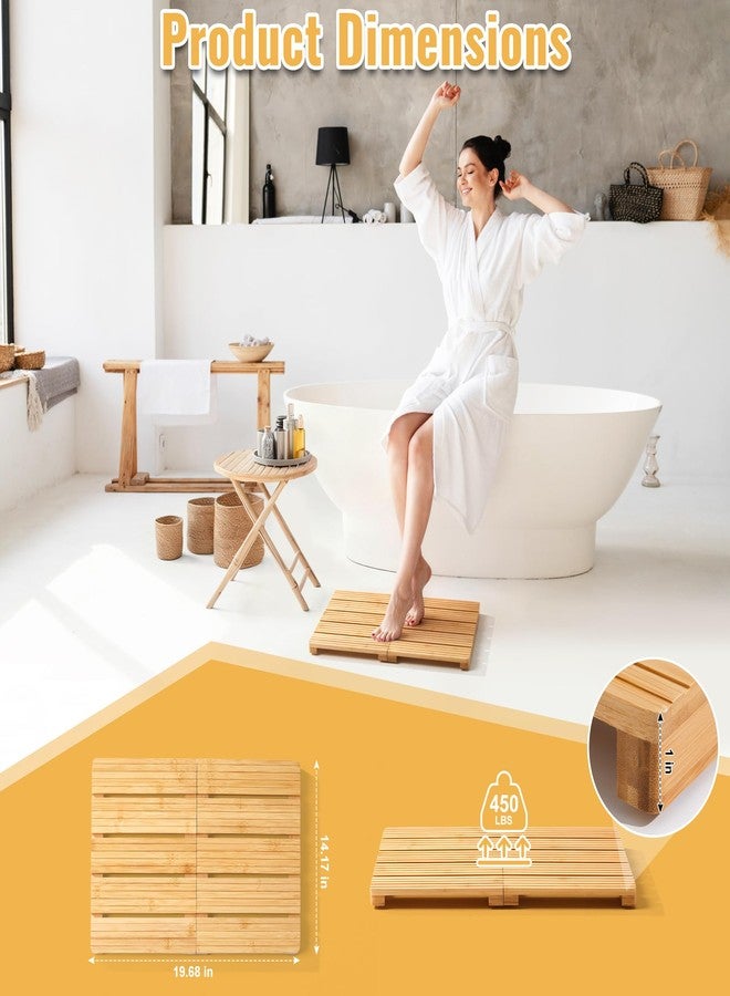goodleben Foldable Bamboo Bath Mat for Shower, 19.68" x 14.17" in Non-Slip Wood Bathroom Rug, Quick-Dry Waterproof Carpet for Indoor Outdoor Use by Sink, Tub, Pool - Image 3
