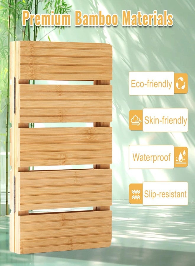 goodleben Foldable Bamboo Bath Mat for Shower, 19.68" x 14.17" in Non-Slip Wood Bathroom Rug, Quick-Dry Waterproof Carpet for Indoor Outdoor Use by Sink, Tub, Pool - Image 4