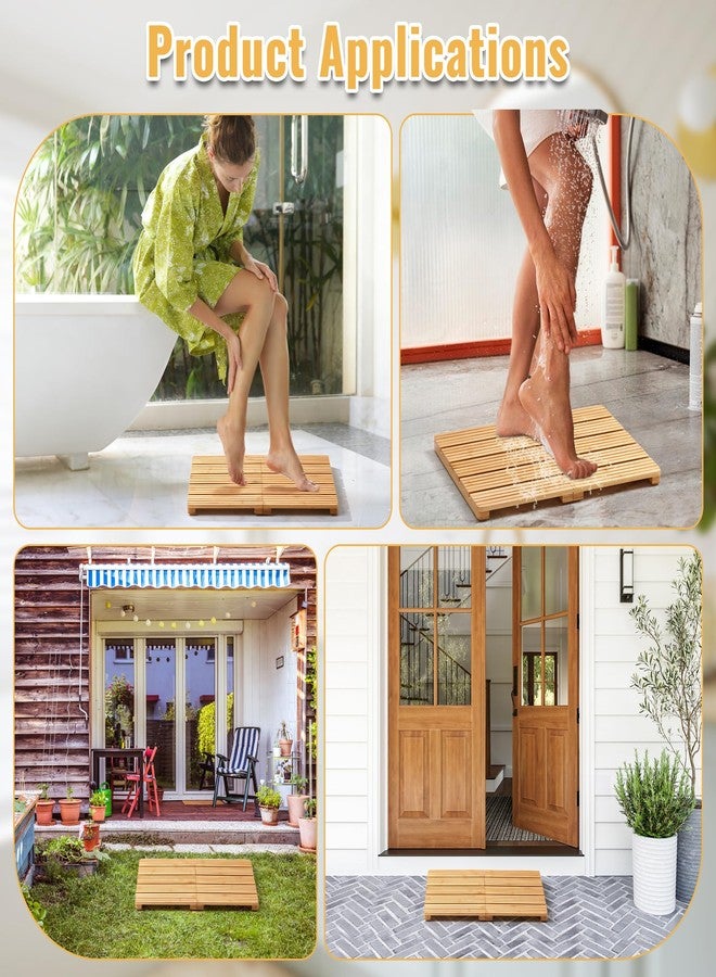 goodleben Foldable Bamboo Bath Mat for Shower, 19.68" x 14.17" in Non-Slip Wood Bathroom Rug, Quick-Dry Waterproof Carpet for Indoor Outdoor Use by Sink, Tub, Pool - Image 2