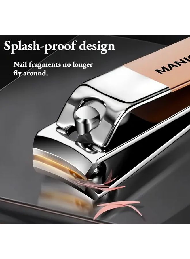 Brown Mirror 5 Piece Nail Clipper Set Stainless Steel Manicure Kit Portable - Image 2