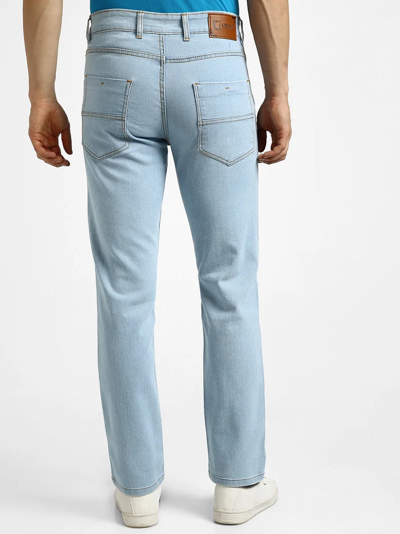 Urbano Fashion  Urbano Fashion Men's Ice Blue Regular Fit Washed Jeans Stretchable  | Best Price UAE