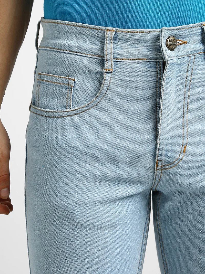 Urbano Fashion  Urbano Fashion Men's Ice Blue Regular Fit Washed Jeans Stretchable  | Best Price UAE