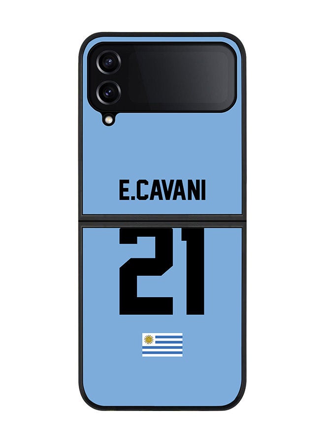 Stylizedd Rugged Black edge case for Samsung Galaxy Z Flip4 Slim fit Soft Case Flexible Rubber Edges Anti Drop TPU Gel Thin Cover - Football Team - Uruguay Player Name - E.Cavani - Image 1