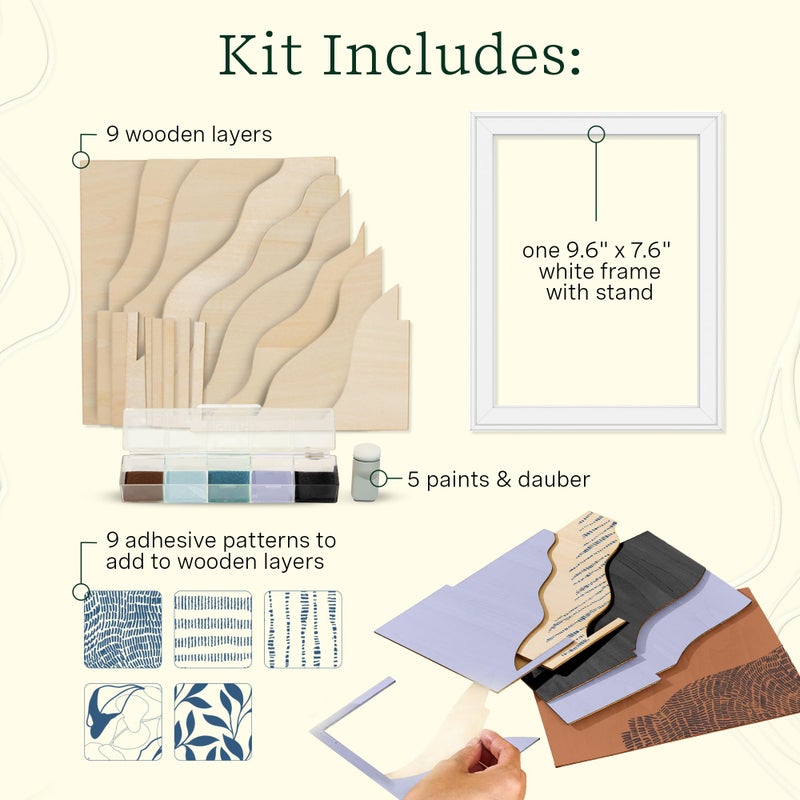 Lifelines FlowCrafts, Layered Wooden Wall Art - Framed Art Piece with 9 Layers, 5 Paint Colors, 9 Adhesive Patterns & Picture Frame - Sensory Arts & Crafts Kit for Teens & Adults - DIY Wall DÃ©cor - Image 3