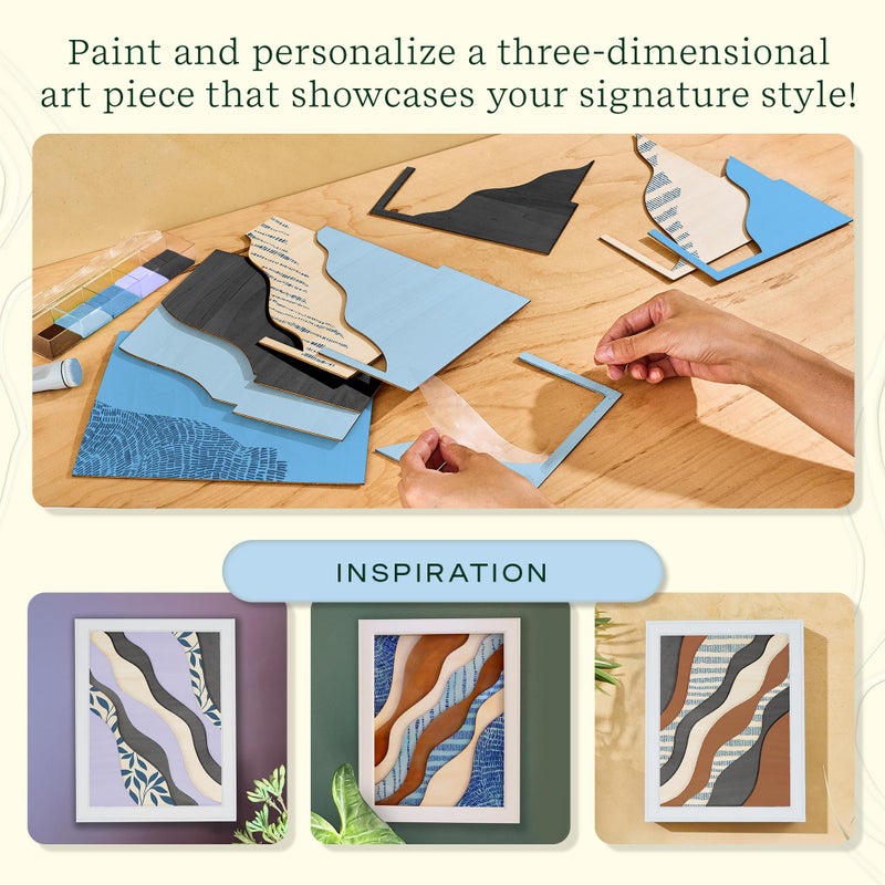 Lifelines FlowCrafts, Layered Wooden Wall Art - Framed Art Piece with 9 Layers, 5 Paint Colors, 9 Adhesive Patterns & Picture Frame - Sensory Arts & Crafts Kit for Teens & Adults - DIY Wall DÃ©cor - Image 4