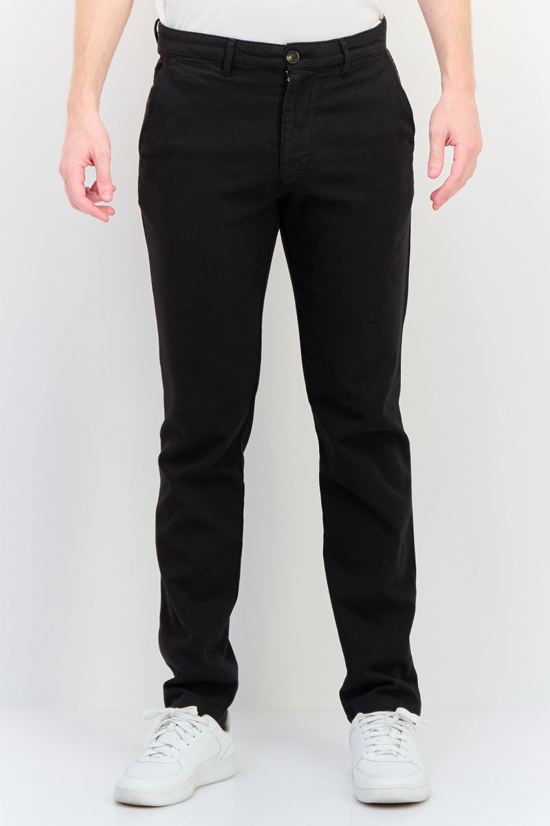 Selected Homme Men Slim Fit Solid Stretchable Chino Pants, Black - Image 1
