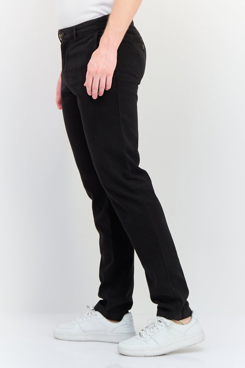 Selected Homme Men Slim Fit Solid Stretchable Chino Pants, Black - Image 2
