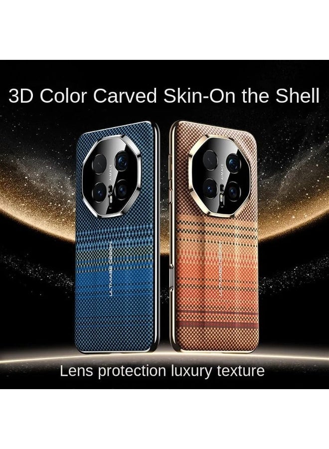 general Carbon Fiber Case Compatible with Honor Magic 8 Pro, 3D Color Carved Plain Leather Shell, Ultra-thin Matte Anti Shock and Anti Fall Flip Cover for Honor Magic 8 Pro - Image 2