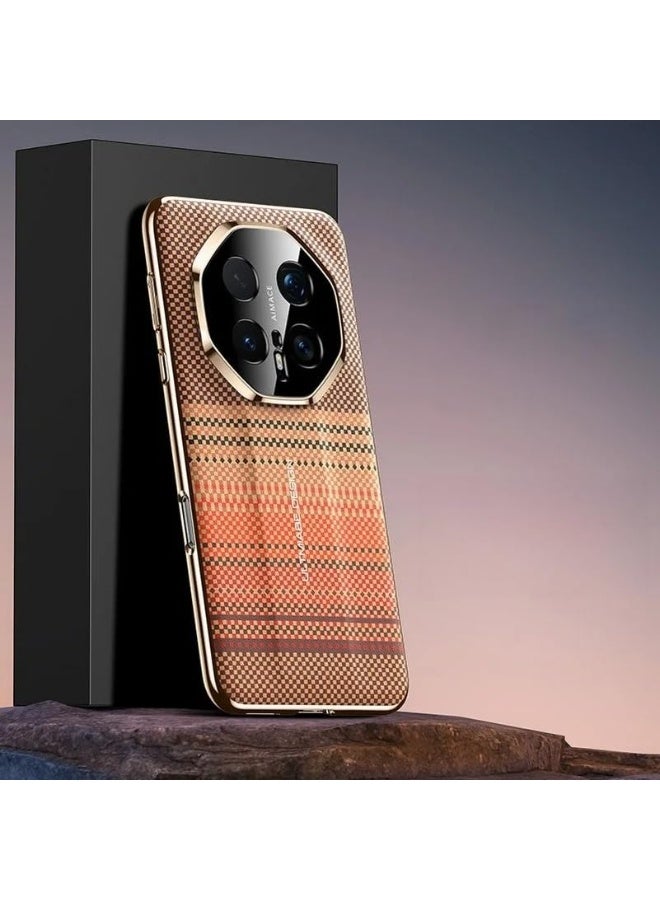 general Carbon Fiber Case Compatible with Honor Magic 8 Pro, 3D Color Carved Plain Leather Shell, Ultra-thin Matte Anti Shock and Anti Fall Flip Cover for Honor Magic 8 Pro - Image 1