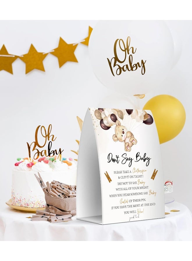 Pazag Don't Say Baby Set - One 5x7 Sign and 50 Mini Clothespins, Baby Shower Games, Baby Shower Decoration, Gender Neutral Baby Shower - MsJb041 - Image 4