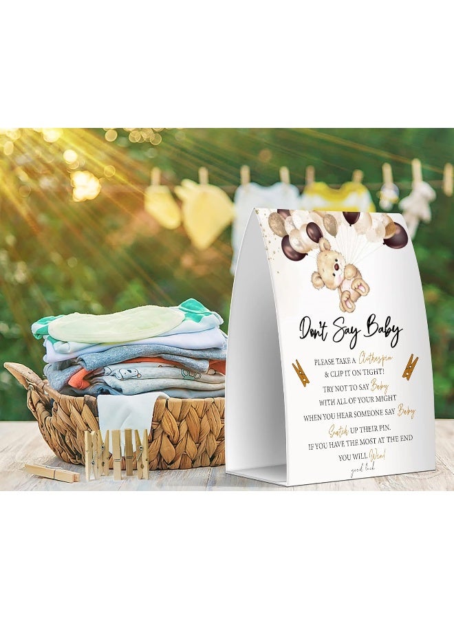 Pazag Don't Say Baby Set - One 5x7 Sign and 50 Mini Clothespins, Baby Shower Games, Baby Shower Decoration, Gender Neutral Baby Shower - MsJb041 - Image 3