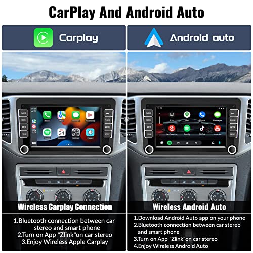 SIXWIN Android Car Stereo for VW Volkswagen Seat Golf Passat Jetta Beetle Tiguan Touran EOS 7” Double Din Touchscreen Bluetooth Radio with Apple CarPlay Android Auto GPS Navigation WiFi FM Backup Camera MIC - Image 4