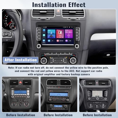 SIXWIN Android Car Stereo for VW Volkswagen Seat Golf Passat Jetta Beetle Tiguan Touran EOS 7” Double Din Touchscreen Bluetooth Radio with Apple CarPlay Android Auto GPS Navigation WiFi FM Backup Camera MIC - Image 2
