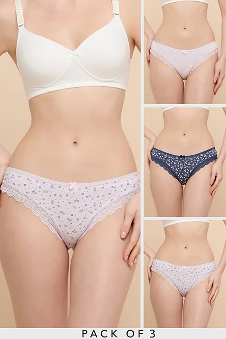 R&B 3 Pack Printed Brazilian Briefs