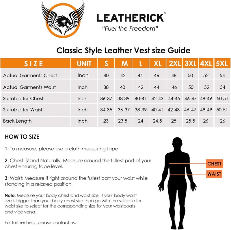 Leatherick Men Premium Top Grain Cowhide Classic Motorcycle Leather Waistcoat Vest with Side Laces Black - Image 5