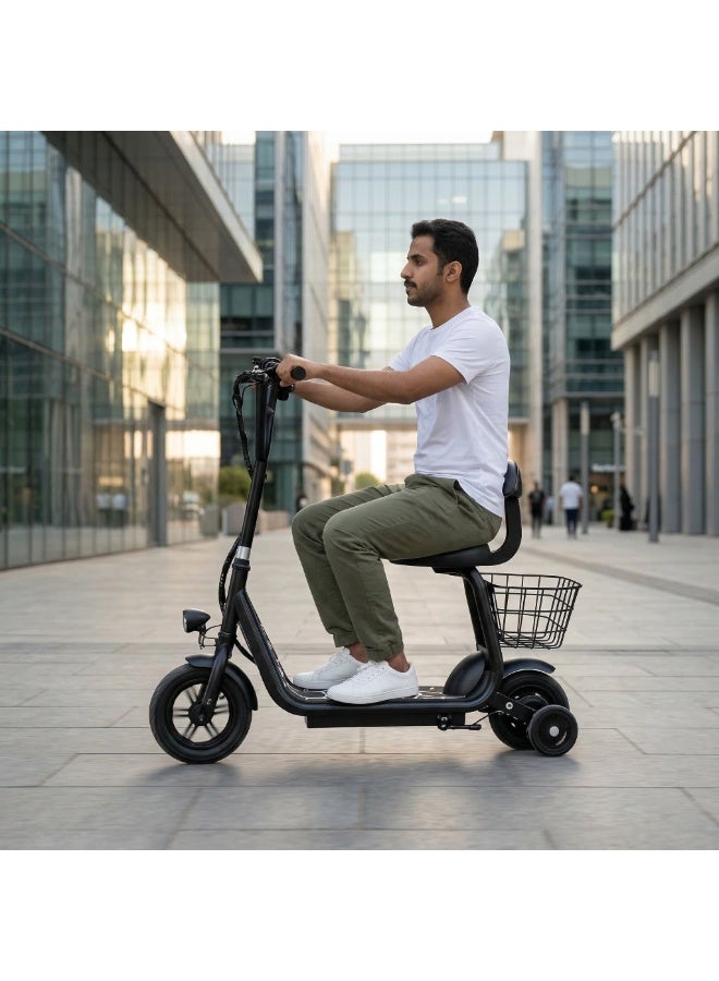 Electric Scooter for Kids with 500W Motor | 36V 4400mAh Battery | Up to 15km Range | 15km/h Top Speed | 3 Speed Modes | LED Lights | Bluetooth | Seat with Backrest & Support Wheels - Image 2