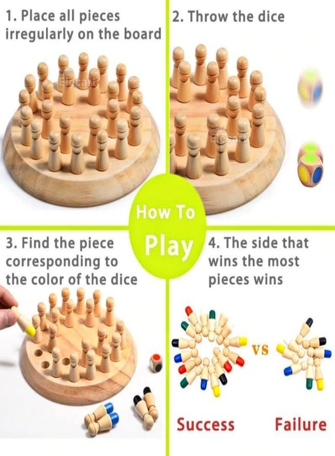 Spindoo Wooden Memory Chess Color Matching Game for Kids 3–10 Years | Montessori Brain Booster Board Game | Educational Toy for Memory, Focus & Logic | Family Indoor Game | Birthday Gift - Image 3