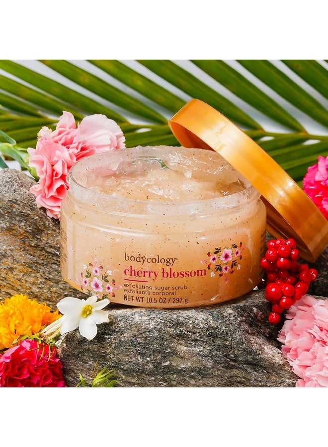 Bodycology Cherry Blossom Exfoliating Sugar Scrub | Sugar Crystal, Glycerin, Jojoba Seed Oil | Exfoliates, Removes Tan & Dead Skin, Reduces Pigmentation | For Men & Women - 297 G (Pack Of 1) - Image 3