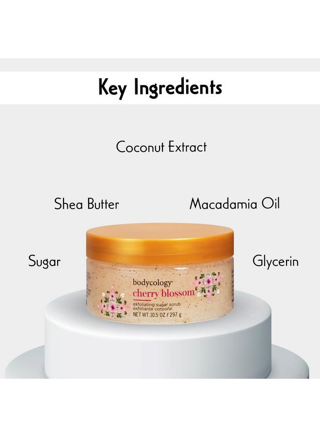 Bodycology Cherry Blossom Exfoliating Sugar Scrub | Sugar Crystal, Glycerin, Jojoba Seed Oil | Exfoliates, Removes Tan & Dead Skin, Reduces Pigmentation | For Men & Women - 297 G (Pack Of 1) - Image 5