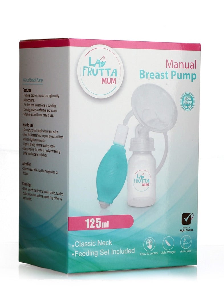لا فروتا مضخة حليب يدوية من La Frutta MUM، ناعمة ولطيفة، يدوية، خالية من مادة BPA، زجاجة أطفال كلاسيكية سعة 150 مل، حلمة سيليكون. - Image 2