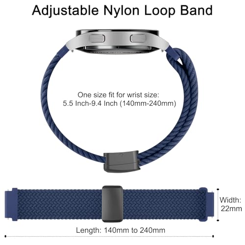 AK Magnetic Braided Strap for Amazfit Bip 6 / Bip 5 Band, Amazfit GTR 4 Bands, 22mm Soft Nylon Sport WristBand Compatible with Amazfit Bip 6 / Bip 5 / GTR 4 Women Men (Atlantic Blue) - Image 2