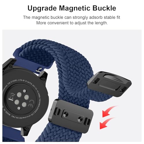 AK Magnetic Braided Strap for Amazfit Bip 6 / Bip 5 Band, Amazfit GTR 4 Bands, 22mm Soft Nylon Sport WristBand Compatible with Amazfit Bip 6 / Bip 5 / GTR 4 Women Men (Atlantic Blue) - Image 4
