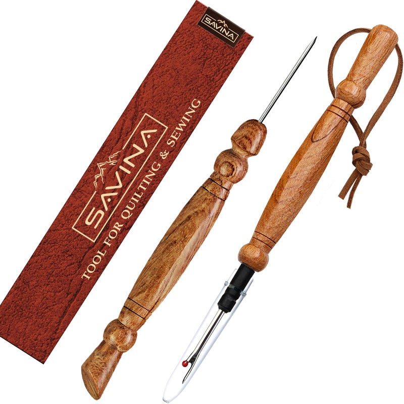 Savina Seam Rippers & Stiletto for Sewing/Quilting, Thread Ripping Tool, Presser - Precision Placement Tool for Getting Seams to Lay Correctly - Wooden Sewing Quilting Tools Set - Image 1
