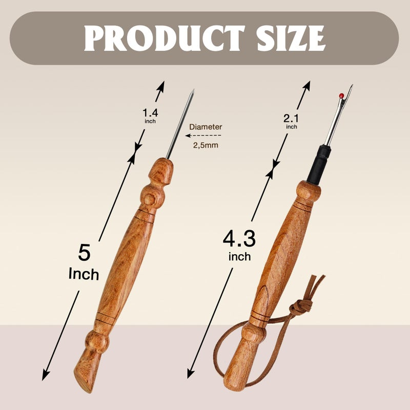 Savina Seam Rippers & Stiletto for Sewing/Quilting, Thread Ripping Tool, Presser - Precision Placement Tool for Getting Seams to Lay Correctly - Wooden Sewing Quilting Tools Set - Image 2