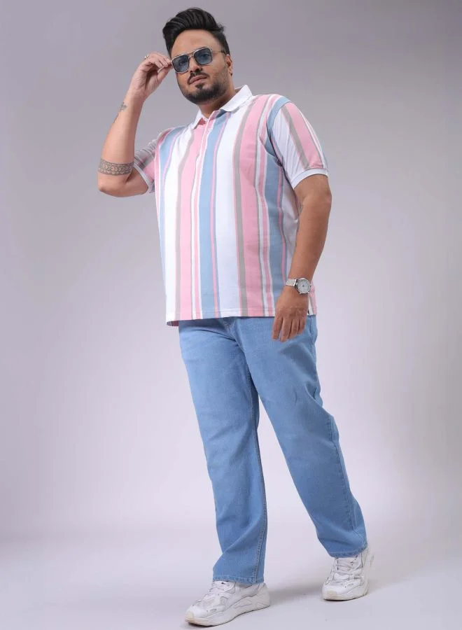 هاردسودا Men Plus Size Vintage Straight Fit Solid Mid-Rise Stretchable Jeans