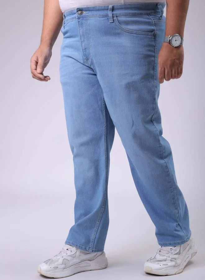 هاردسودا Men Plus Size Vintage Straight Fit Solid Mid-Rise Stretchable Jeans