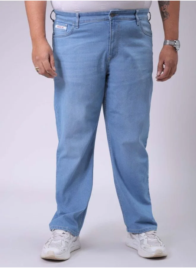 هاردسودا Men Vintage Straight Solid Blue Jeans