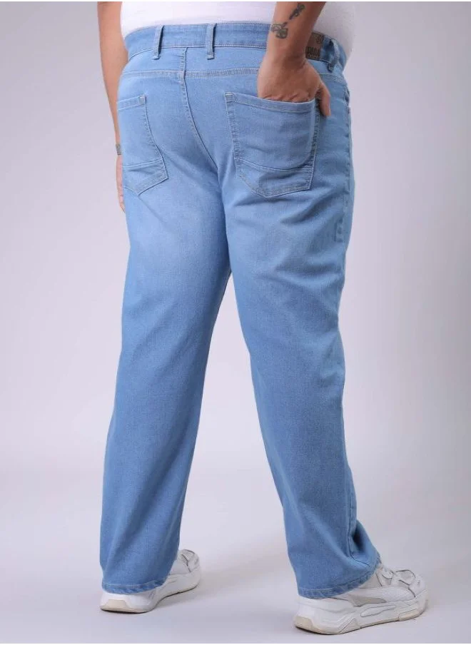 هاردسودا Men Vintage Straight Solid Blue Jeans