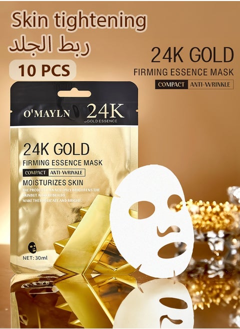 Facial Mask Hydrating Sheet Mask 24K Gold Mask Collagen Face Anti-aging Hydrating Face Mask Clarifying Nourishing Firming Beauty Facial