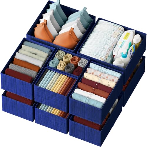 NEATERIZE Drawer Organizer Set of 12 - Navy Dresser Organizer for Nursery, Bedroom & Closet - Image 1
