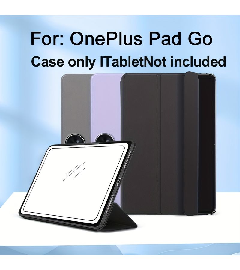 Slim Folding Case for OnePlus Pad Go Black Comfortable Touch Design - Image 1