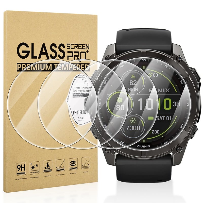 Diruite 4 Pieces Screen Protector for Garmin Fenix 8 51mm, Tempered Glass, HD Anti-Scratch, Bubble-Free - Image 1