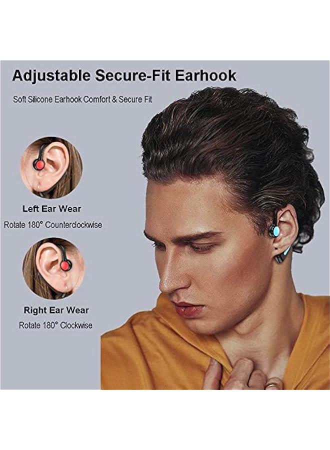 Open Ear Headphones Bluetooth Single Bone Conduction Wireless Earbuds with Earhooks Microphone Earphones Waterproof Long Battery Life Earpiece for Workout Sports Running Android iOS Non Ear Plug  - Image 2