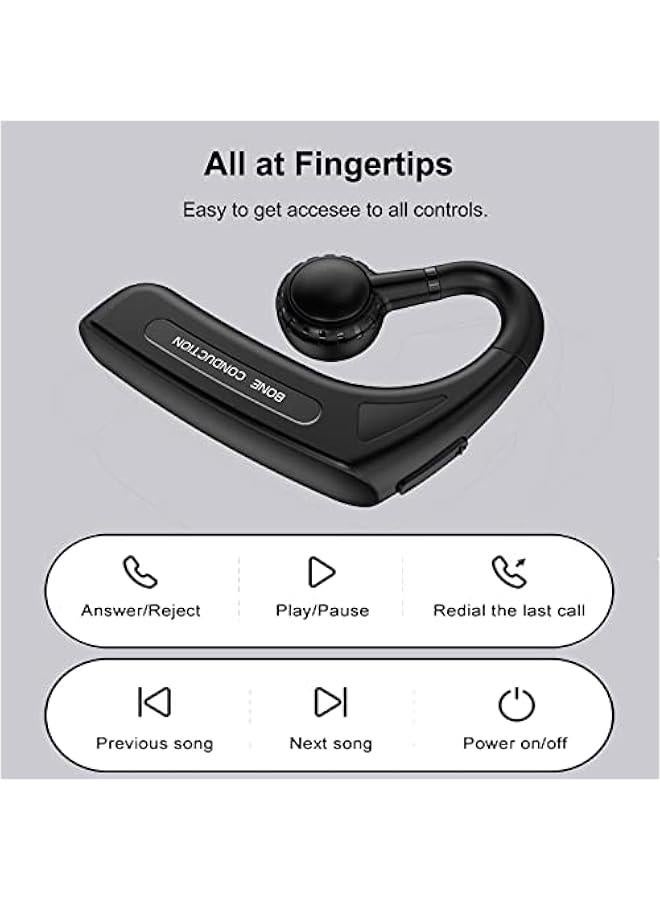 Open Ear Headphones Bluetooth Single Bone Conduction Wireless Earbuds with Earhooks Microphone Earphones Waterproof Long Battery Life Earpiece for Workout Sports Running Android iOS Non Ear Plug  - Image 5