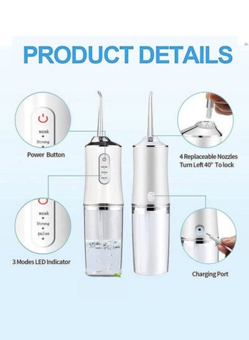 الخيط المائي للأسنان USB القابل لإعادة الشحن منظف الأسنان بالماء مع 4 فوهات - Image 3