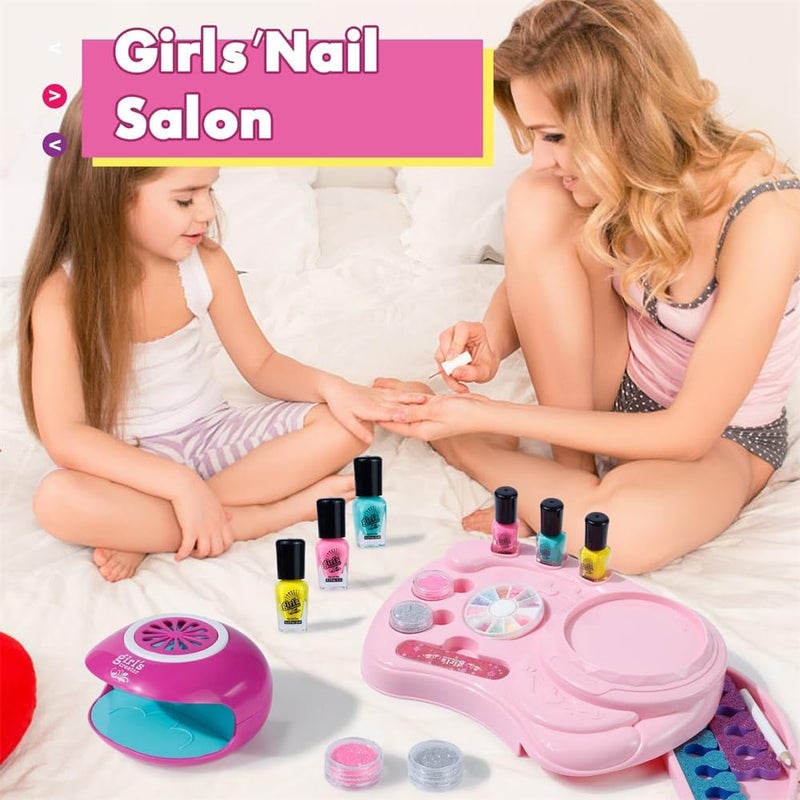 Kids Nail Polish Set, for Girls Nail Art Kits with Quickly Nail Dryer Non-Toxic & Peel Off Nail Polish for Kids Gift for Girls - Image 3