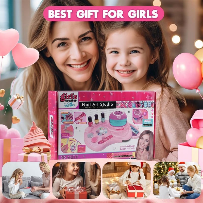 Kids Nail Polish Set, for Girls Nail Art Kits with Quickly Nail Dryer Non-Toxic & Peel Off Nail Polish for Kids Gift for Girls - Image 2