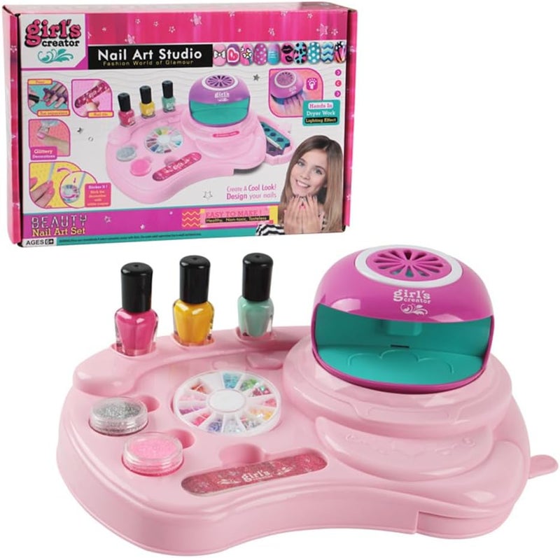 Kids Nail Polish Set, for Girls Nail Art Kits with Quickly Nail Dryer Non-Toxic & Peel Off Nail Polish for Kids Gift for Girls - Image 1