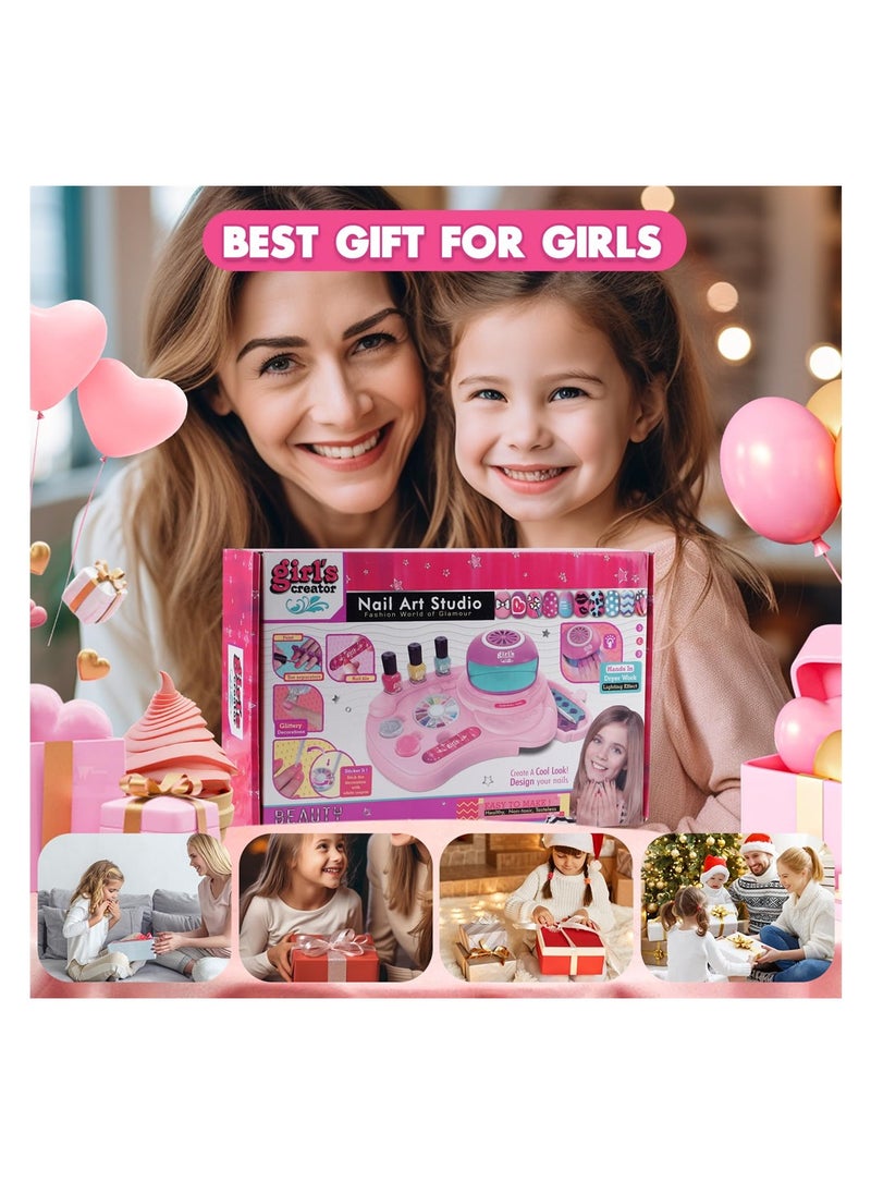 SYOSI - Kids Nail Polish Set, for Girls Nail Art Kits with Quickly Nail Dryer Non-Toxic & Peel Off Nail Polish for Kids Gift for Girls - Image 1