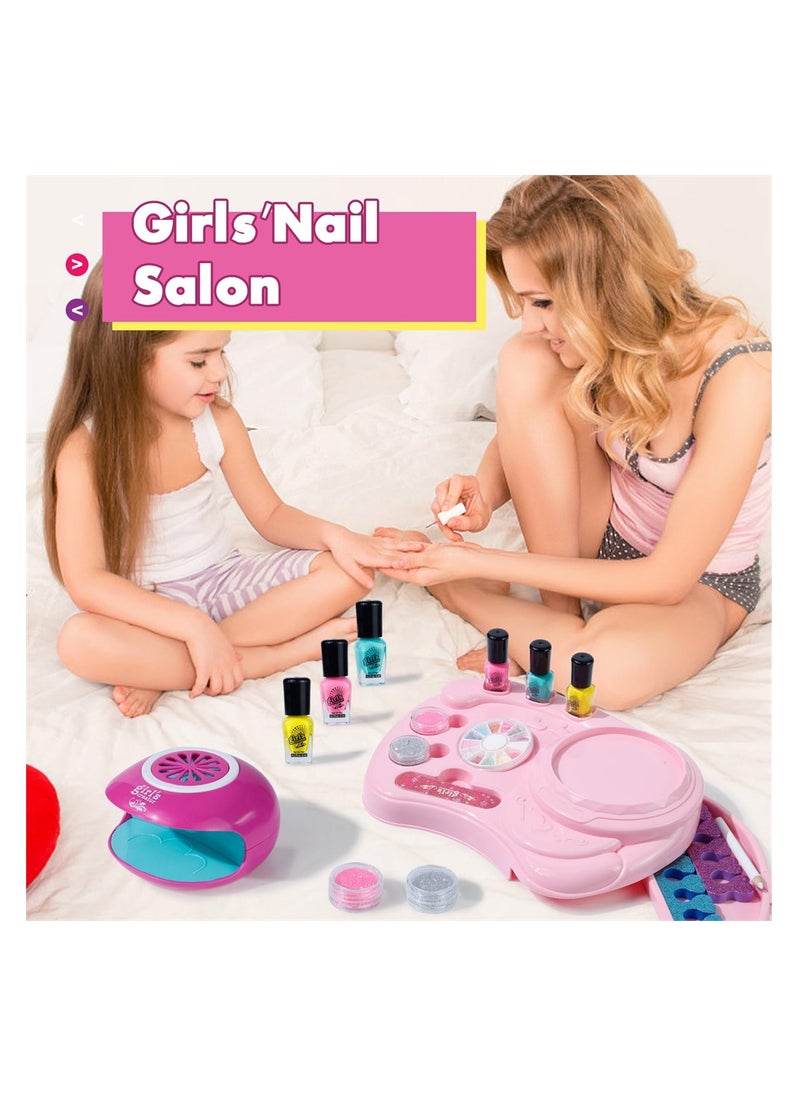SYOSI - Kids Nail Polish Set, for Girls Nail Art Kits with Quickly Nail Dryer Non-Toxic & Peel Off Nail Polish for Kids Gift for Girls - Image 1