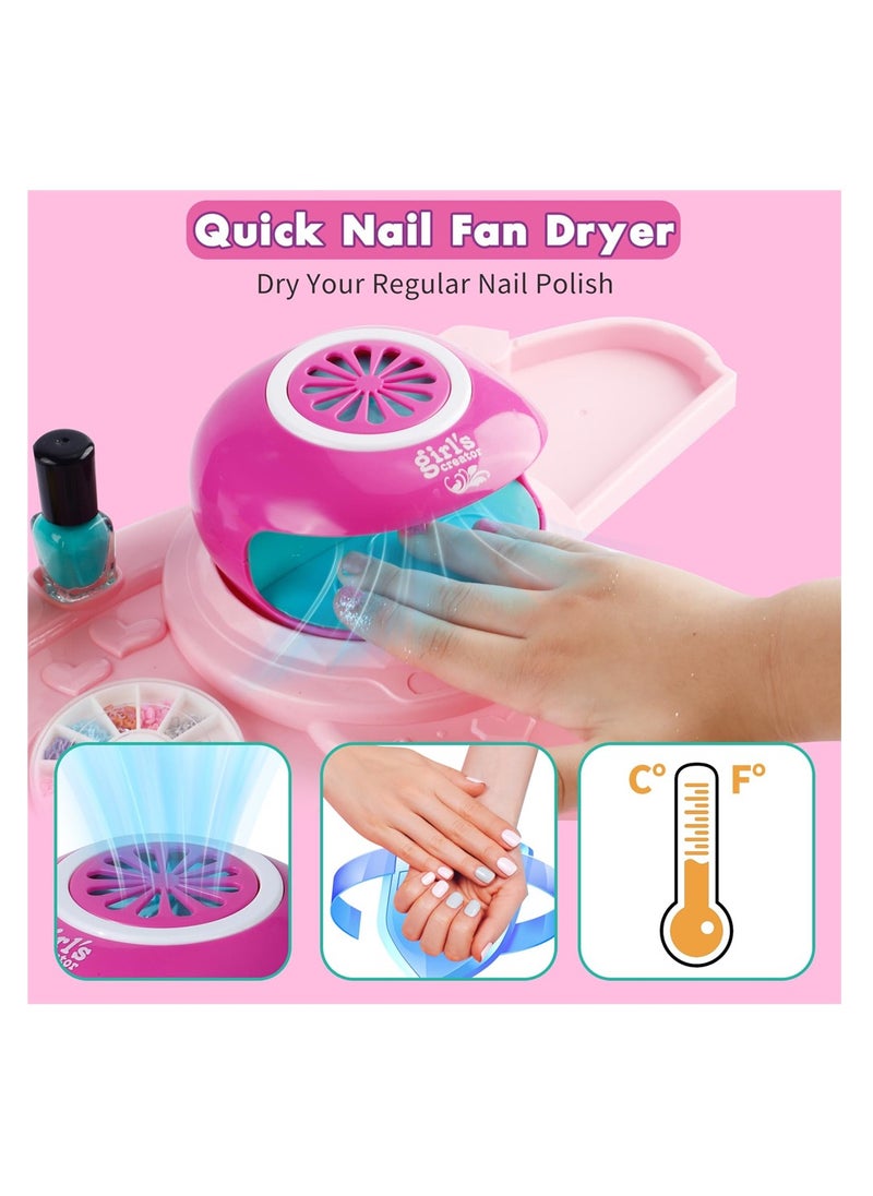 SYOSI - Kids Nail Polish Set, for Girls Nail Art Kits with Quickly Nail Dryer Non-Toxic & Peel Off Nail Polish for Kids Gift for Girls - Image 1