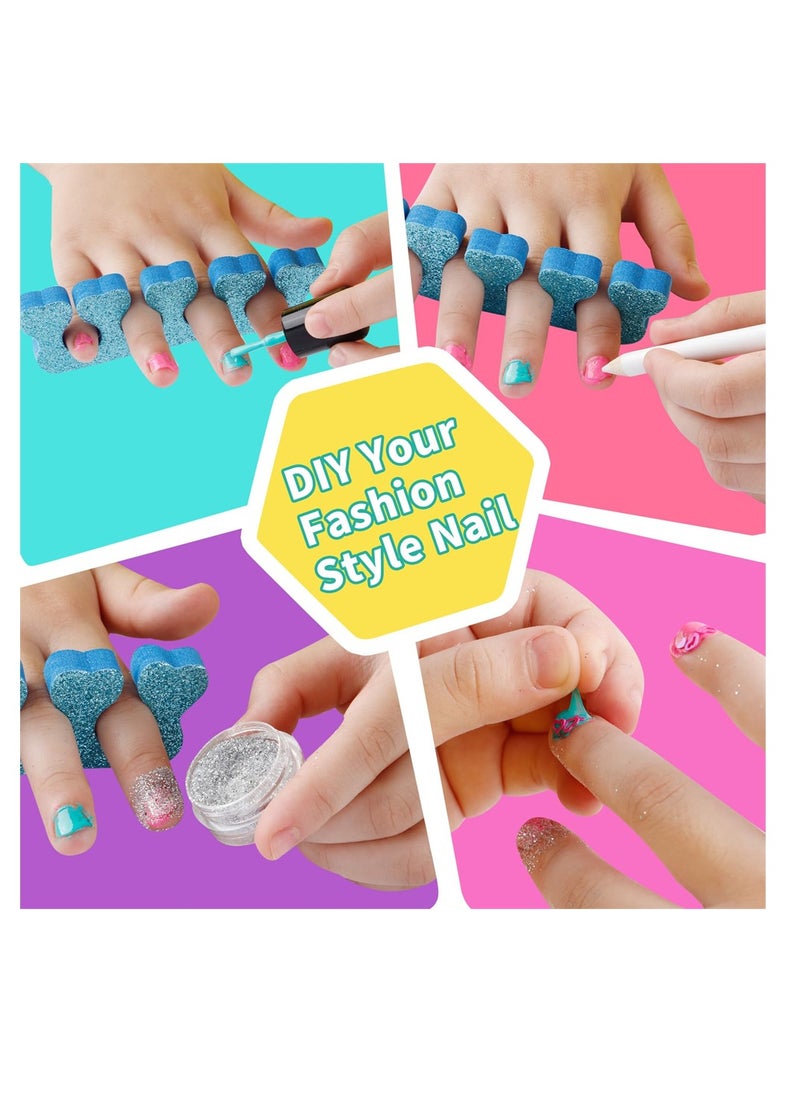 SYOSI - Kids Nail Polish Set, for Girls Nail Art Kits with Quickly Nail Dryer Non-Toxic & Peel Off Nail Polish for Kids Gift for Girls - Image 1