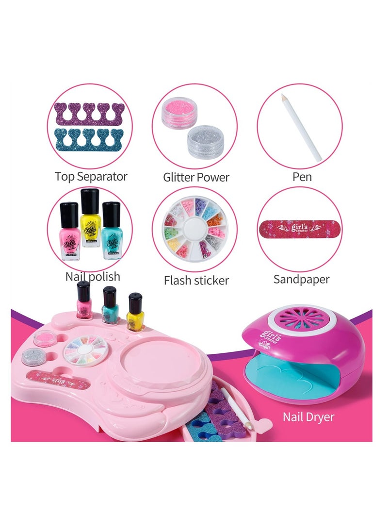 SYOSI - Kids Nail Polish Set, for Girls Nail Art Kits with Quickly Nail Dryer Non-Toxic & Peel Off Nail Polish for Kids Gift for Girls - Image 1