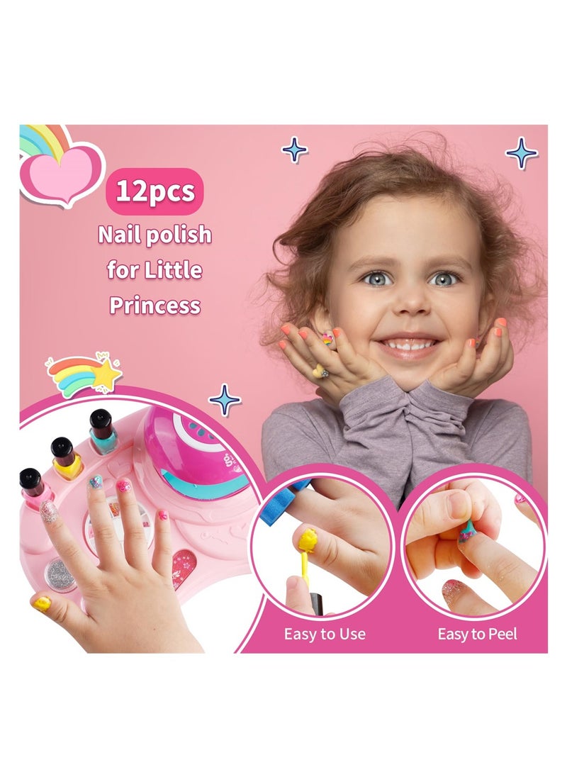 SYOSI - Kids Nail Polish Set, for Girls Nail Art Kits with Quickly Nail Dryer Non-Toxic & Peel Off Nail Polish for Kids Gift for Girls - Image 1
