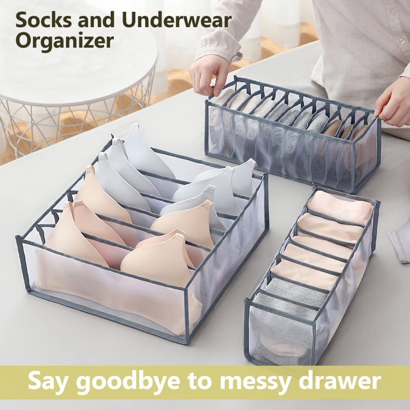 Tigari Wardrobe Clothes Organizer  Draw And Closet Organizers  Storage For Socks  Underwear  Bra Ties  Baby Clothes (Gray) - Image 2